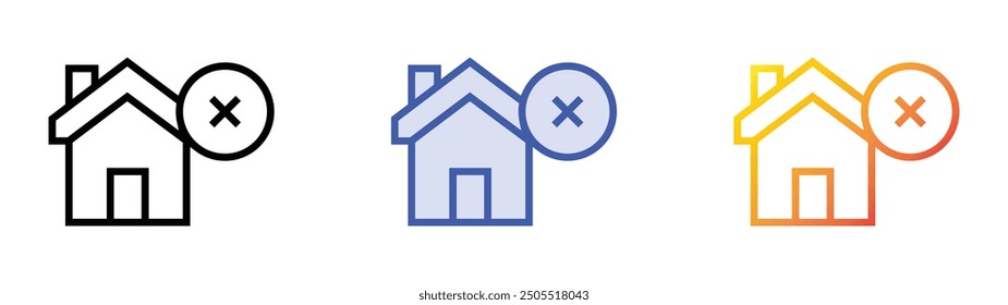 no home icon. Linear, Blue Fill and Gradient Style Design Isolated On White Background