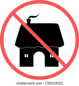 No home or lost of house sign flat vector icon isolated in white background for apps mobile, print and websites. Warning label. 