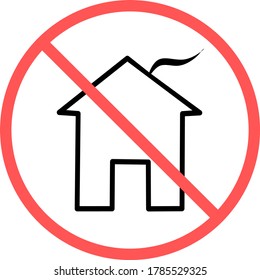 No home or lost of house sign flat vector icon isolated in white background for apps mobile, print and websites. Warning label. 