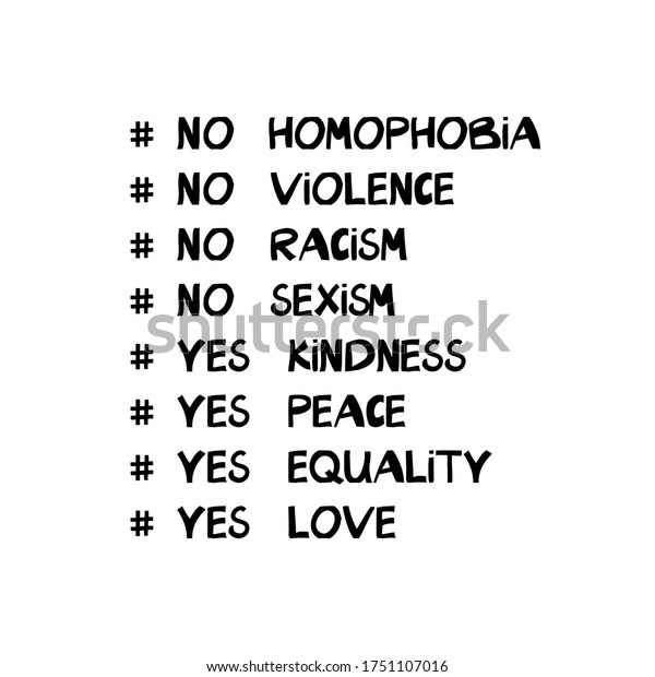 Pas D Homophobie De Violence De Racisme Image Vectorielle De Stock Libre De Droits