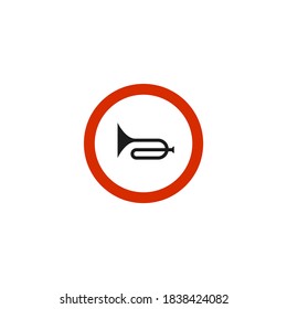 No se permite tocar la bocina en un icono de signo aislado en el fondo blanco. Símbolo de prohibición moderno, simple, vector, icono para el diseño de sitios web, aplicación móvil, ui. Ilustración vectorial