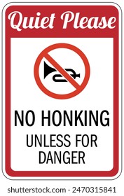 No honking warning sign and labels