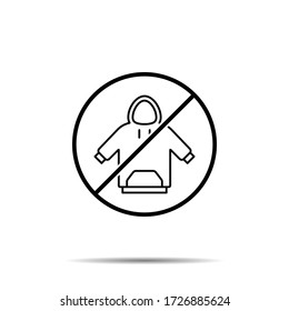 No hoodie icon. Simple thin line, outline vector of autumn ban, prohibition, embargo, interdict, forbiddance icons for ui and ux, website or mobile application