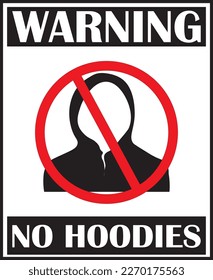 NO hoodies allowed here sign vector, please remove your all kind of head and face covers sign vector eps