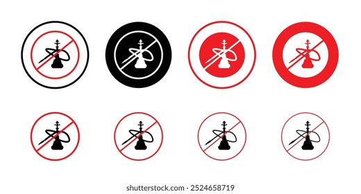 No hookah sign Collection of flat thin outline vector