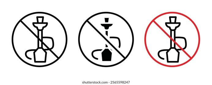 No hookah sign vector in black and red colors