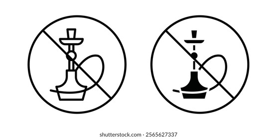 No hookah sign vector in black and red colors