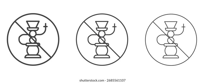 No hookah signs - editable stroke vector illustration