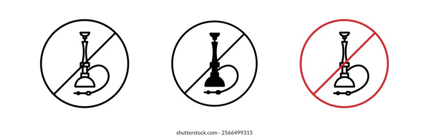 No hookah signs flat and linear vector illustration on white background.