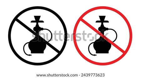 No Hookah Usage Allowed. Prohibited Shisha Smoking Sign. Hookah Ban Symbol