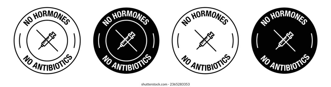 No hormones no antibiotics vector symbol in black color