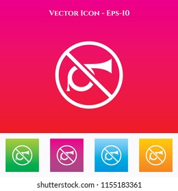 No Horn Icon in Colored Square box. eps-10