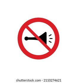  no horn icon. no sound  icon. The red circle prohibiting sing 