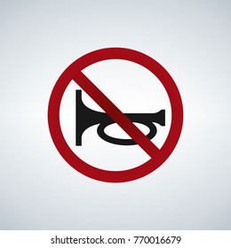  No horn prohibited sign flat icon traffic and road sign. vector illustration isolated on light background