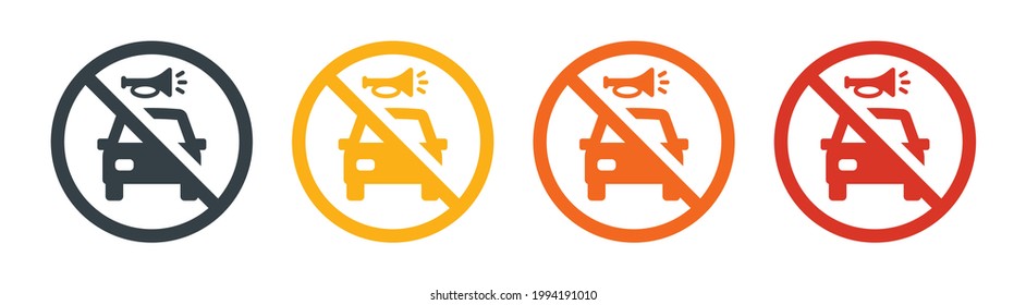 No Horn Sign. No Honk And No Noise For Car Icon Vector Illustration.