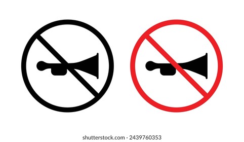 No horn sign. keep silence, don't honk car icon. stop honking vector symbol. traffic horn prohibited. No horn zone sign.