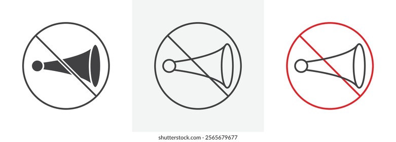 No horn sign vector in black and colored versions