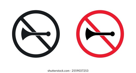No horn sign vectors in black and colored version