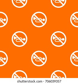 No horn traffic sign pattern repeat seamless in orange color for any design. Vector geometric illustration