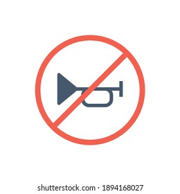 No Horn Traffic Sign, in solid black flat shape glyph icon, isolated on white background