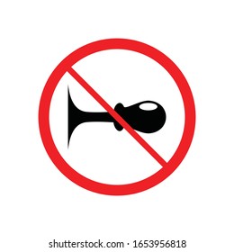 no horn traffic sign vector isolated on white. don't honk here icon.