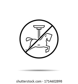 No Horse, park, carousel icon. Simple thin line, outline vector of amusement ban, prohibition, embargo, interdict, forbiddance icons for ui and ux, website or mobile application