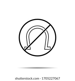 No horseshoe icon. Simple thin line, outline vector of saint patricks day ban, prohibition, embargo, interdict, forbiddance icons for ui and ux, website or mobile application