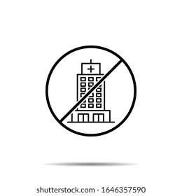 No hospital, building icon. Simple thin line, outline vector of buildings ban, prohibition, forbiddance icons for ui and ux, website or mobile application
