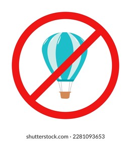 No Hot Air Balloon Sign on White Background