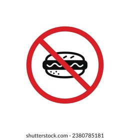 No hot dog allowed icon sign symbol isolated on white background. No food sign symbol