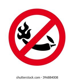 No hot pepper sign. Chili and fire. Vector icon on white background.