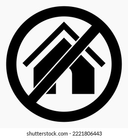 No house. House ban. Do not use the house. Commercial line vector icon for websites and mobile minimalistic flat design.