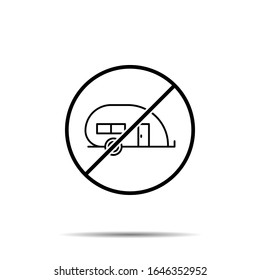 No house on wheels icon. Simple thin line, outline vector of summer ban, prohibition, forbiddance icons for ui and ux, website or mobile application