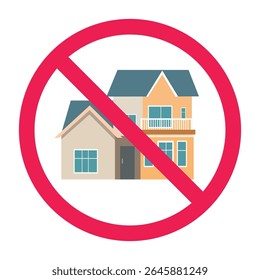 Nenhum sinal de casa, sinal de casa proibida, símbolo de casa proibida, não entrar símbolo de casa, sinal de restrição de casa