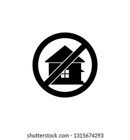 No house sign icon. Simple glyph, flat vector element of ban, prohibition, forbid icons set for UI and UX, website or mobile application