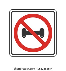 No Hoverboard riding icon. Prohibition symbol modern, simple, vector, icon for website design, mobile app, ui. Vector Illustration