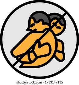 No Hugging and Kissing Policy Concept, Not allowed to hug vector Color icon design,  Covid-19 changing habits worldwide on white background,