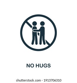 No Hugs icon. Monocrome element from new normality collection. No Hugs icon for banners, infographics and templates.