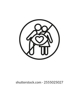 No hugs no kiss icon Symbol mark in Outline style