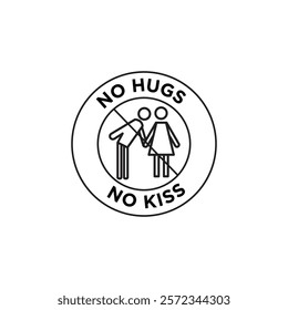 No hugs no kiss icon Vector flat thin line illustration