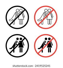 No Hay Un Juego De Ilustración De Vectores De Beso. Prohibir el saludo y la inscripción de par abrazo adecuado para aplicaciones y sitios web estilo de diseño de interfaz de usuario.