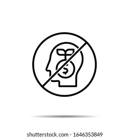 Ningún icono humano, cerebral, bancario, de inversión, de ahorro. Línea delgada simple, contorno vectorial proceso de prohibición, prohibición, iconos de prohibición para ui y ux, sitio web o aplicación móvil