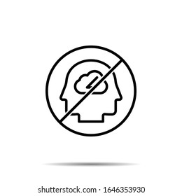 Ningún ícono humano, cerebral, de lluvia de ideas. Línea delgada simple, contorno vectorial proceso de prohibición, prohibición, iconos de prohibición para ui y ux, sitio web o aplicación móvil