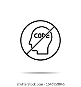 No human, brain, cede, coding icon. Simple thin line, outline vector of mind process ban, prohibition, forbiddance icons for ui and ux, website or mobile application