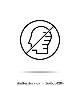 No human, brain, change icon. Simple thin line, outline vector of mind process ban, prohibition, forbiddance icons for ui and ux, website or mobile application