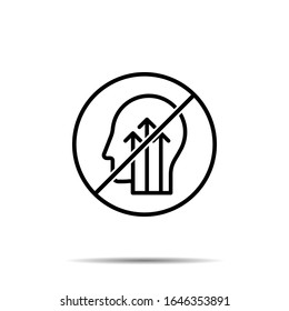 No human, brain, growth, up, arrows icon. Simple thin line, outline vector of mind process ban, prohibition, forbiddance icons for ui and ux, website or mobile application