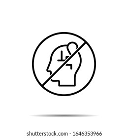 No human, brain, location icon. Simple thin line, outline vector of mind process ban, prohibition, forbiddance icons for ui and ux, website or mobile application