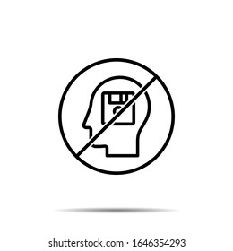 No human, brain, memory icon. Simple thin line, outline vector of mind process ban, prohibition, forbiddance icons for ui and ux, website or mobile application