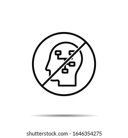 No human, brain, planning icon. Simple thin line, outline vector of mind process ban, prohibition, forbiddance icons for ui and ux, website or mobile application