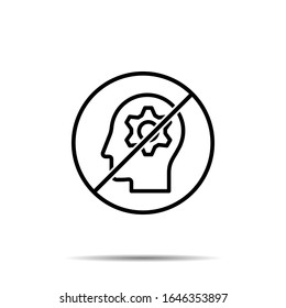 No human, brain, setting icon. Simple thin line, outline vector of mind process ban, prohibition, forbiddance icons for ui and ux, website or mobile application